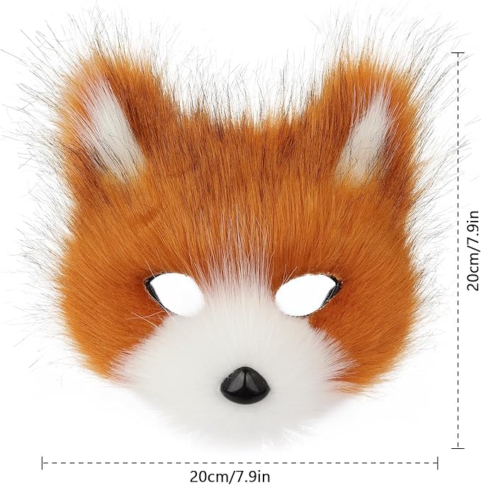 Adolala Faux Fur Fox Tail Cat Wolf Set Plush Mask Fluffy Paw Gloves Halloween Christmas Party for Women